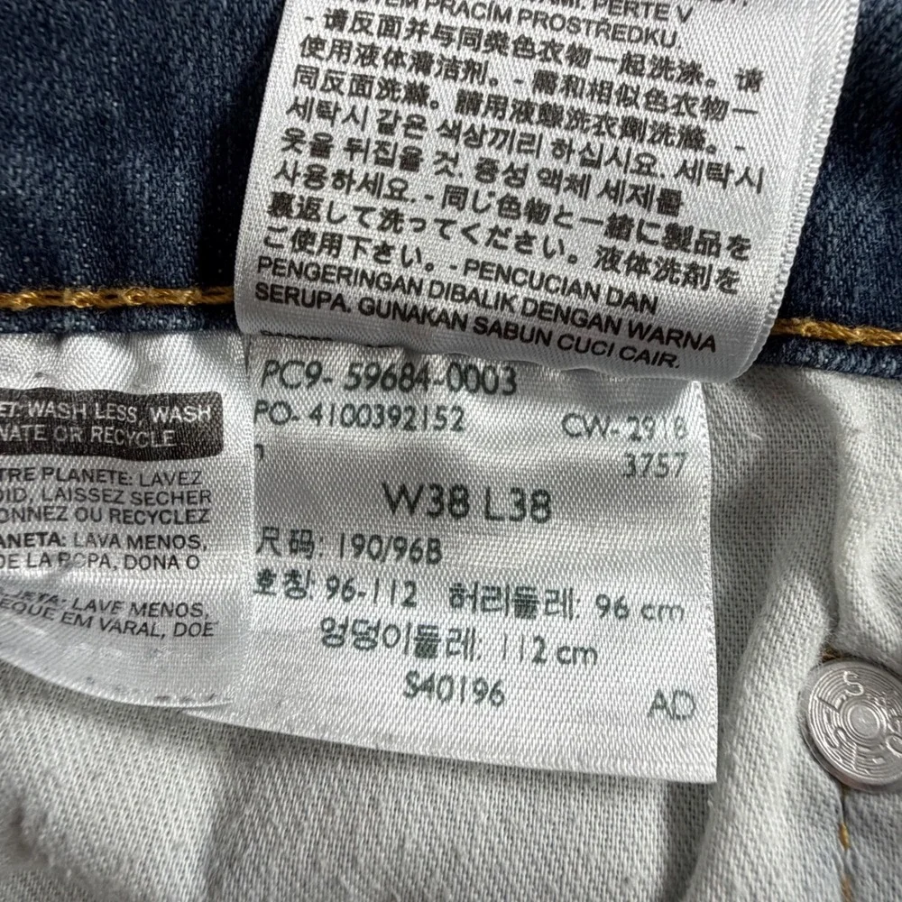 Levis 502 Regular Tapered Jeans Mens 38x38 Blue Denim 59684-0003